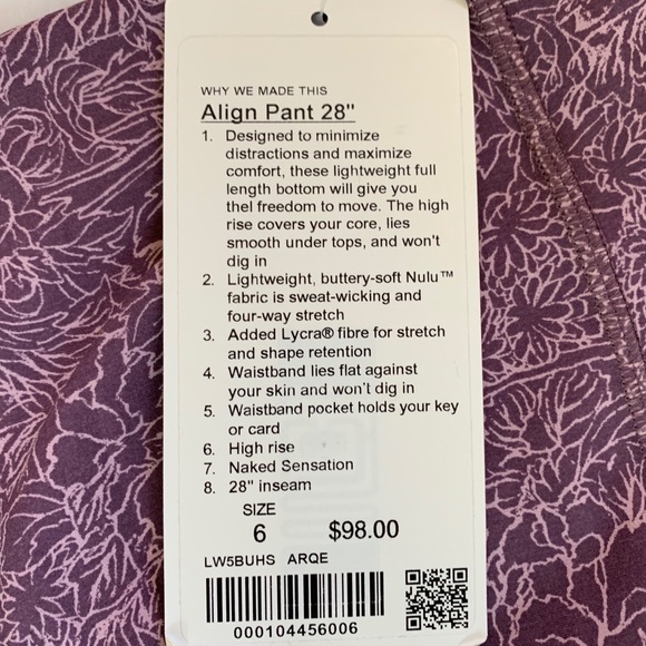 Align pant 28” lululemon arabesque Antoinette new - Picture 4 of 6